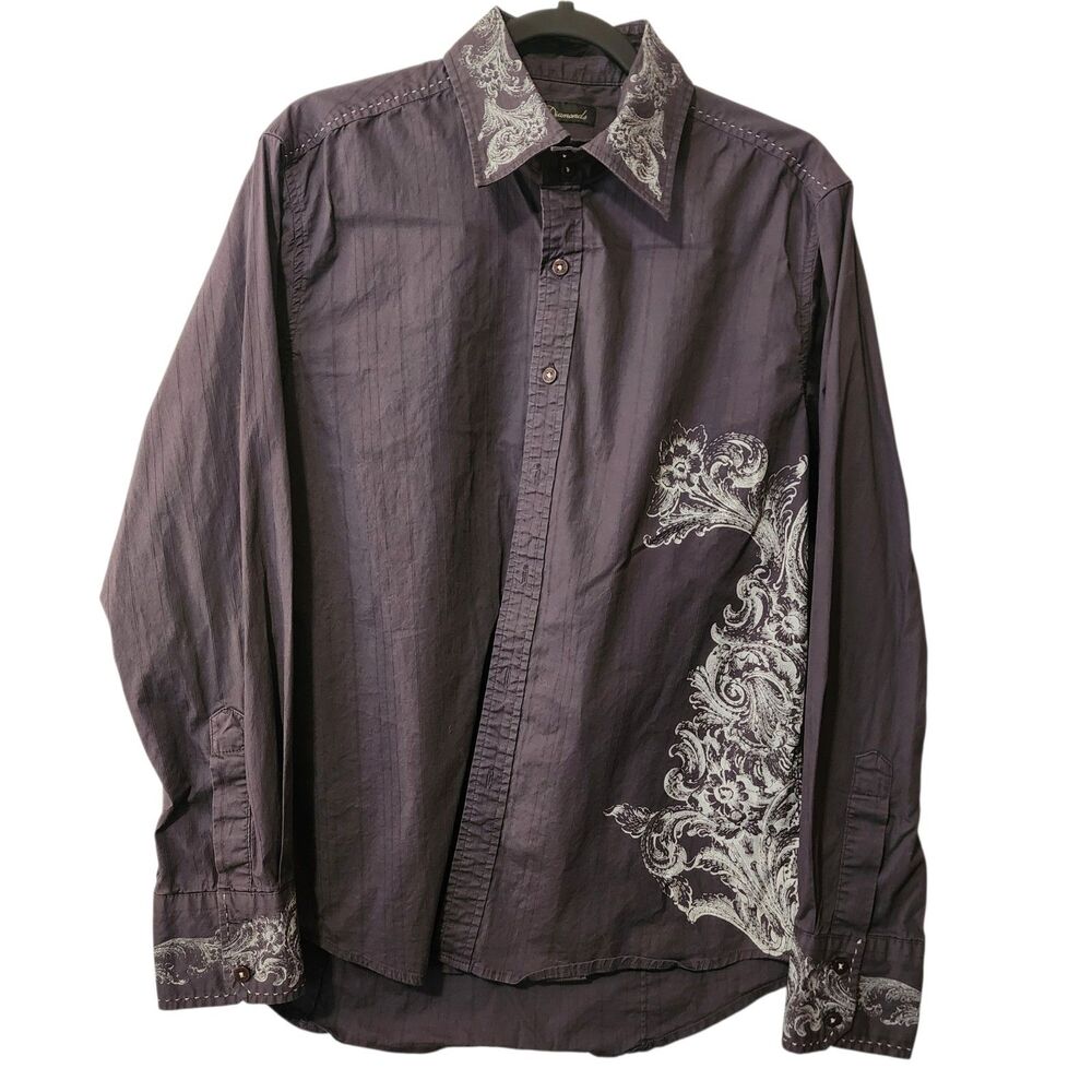 7 Diamonds Mens Dark Gray Long Sleevel Shirt Size Large Western - Picture 1 of 11